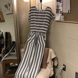 White/dark gray Striped jumpsuit